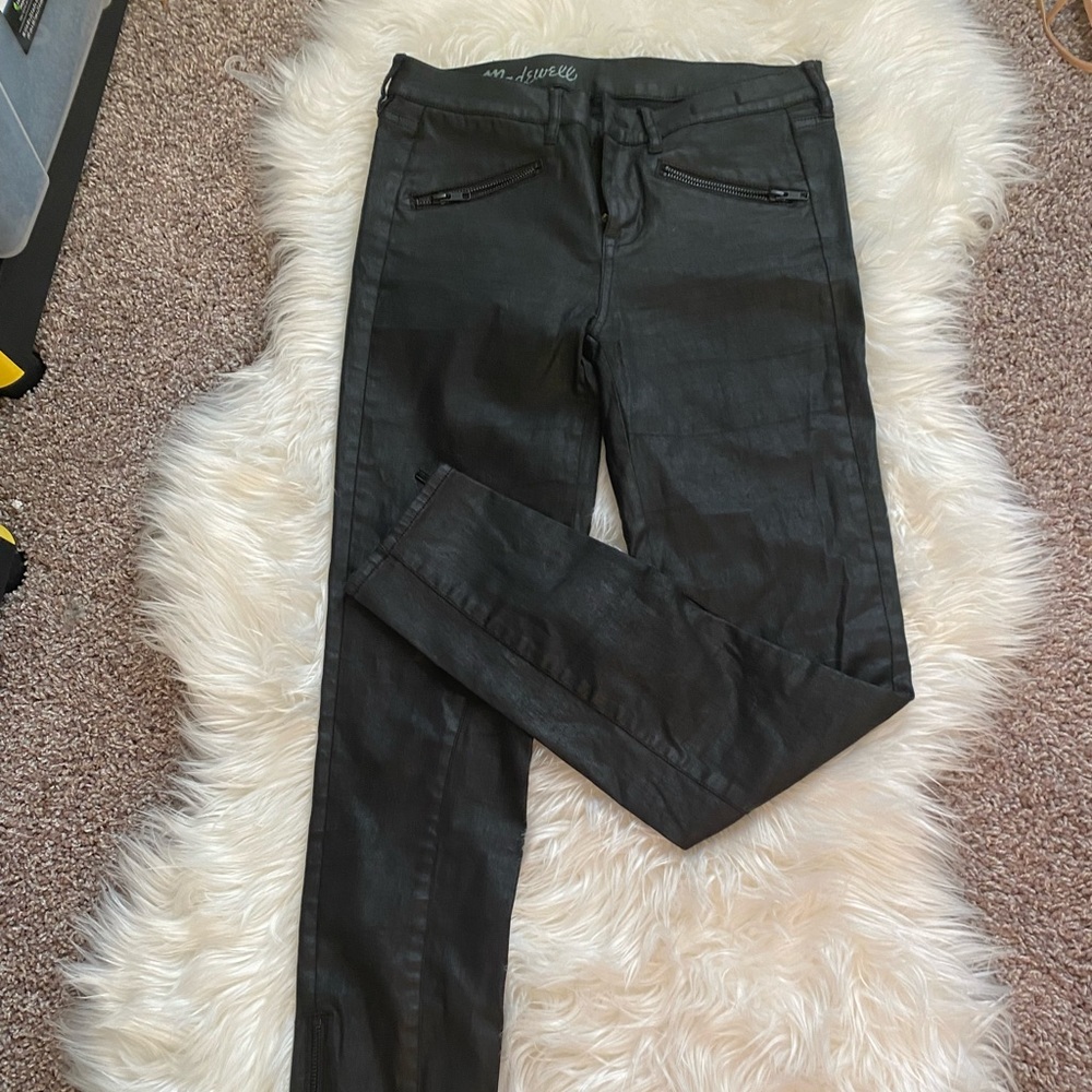 Madewell black coated faux leather jeans